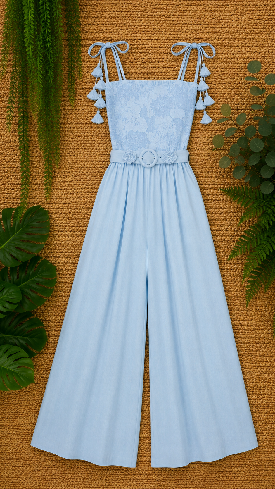 Sleeveless Wide Leg Jumpsuit – Sky Blue