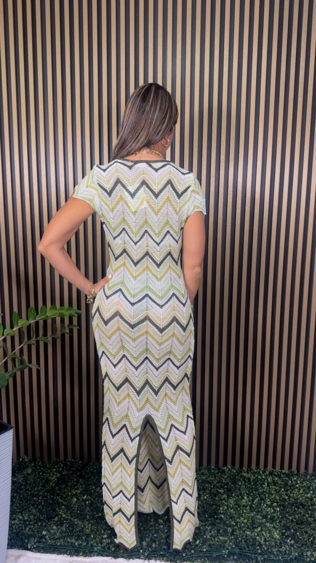 Green Multi Knit Maxi Dress with Matching Top