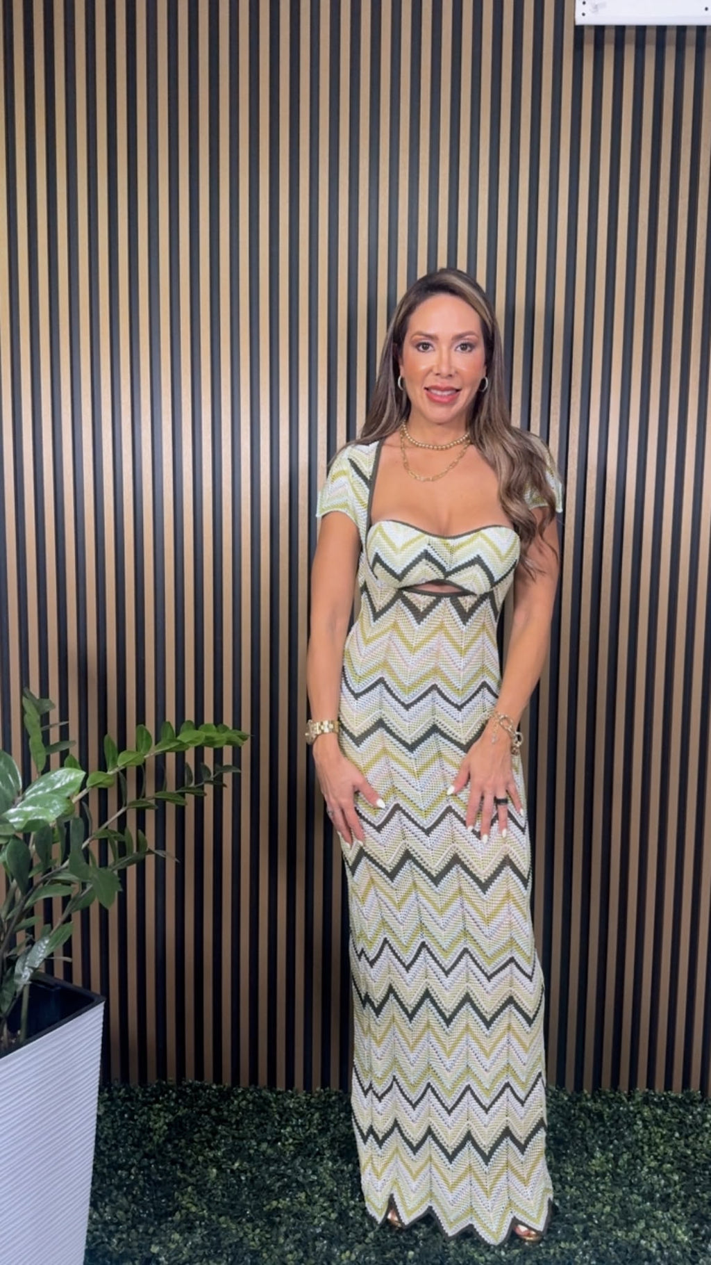 Green Multi Knit Maxi Dress with Matching Top