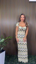 Green Multi Knit Maxi Dress with Matching Top