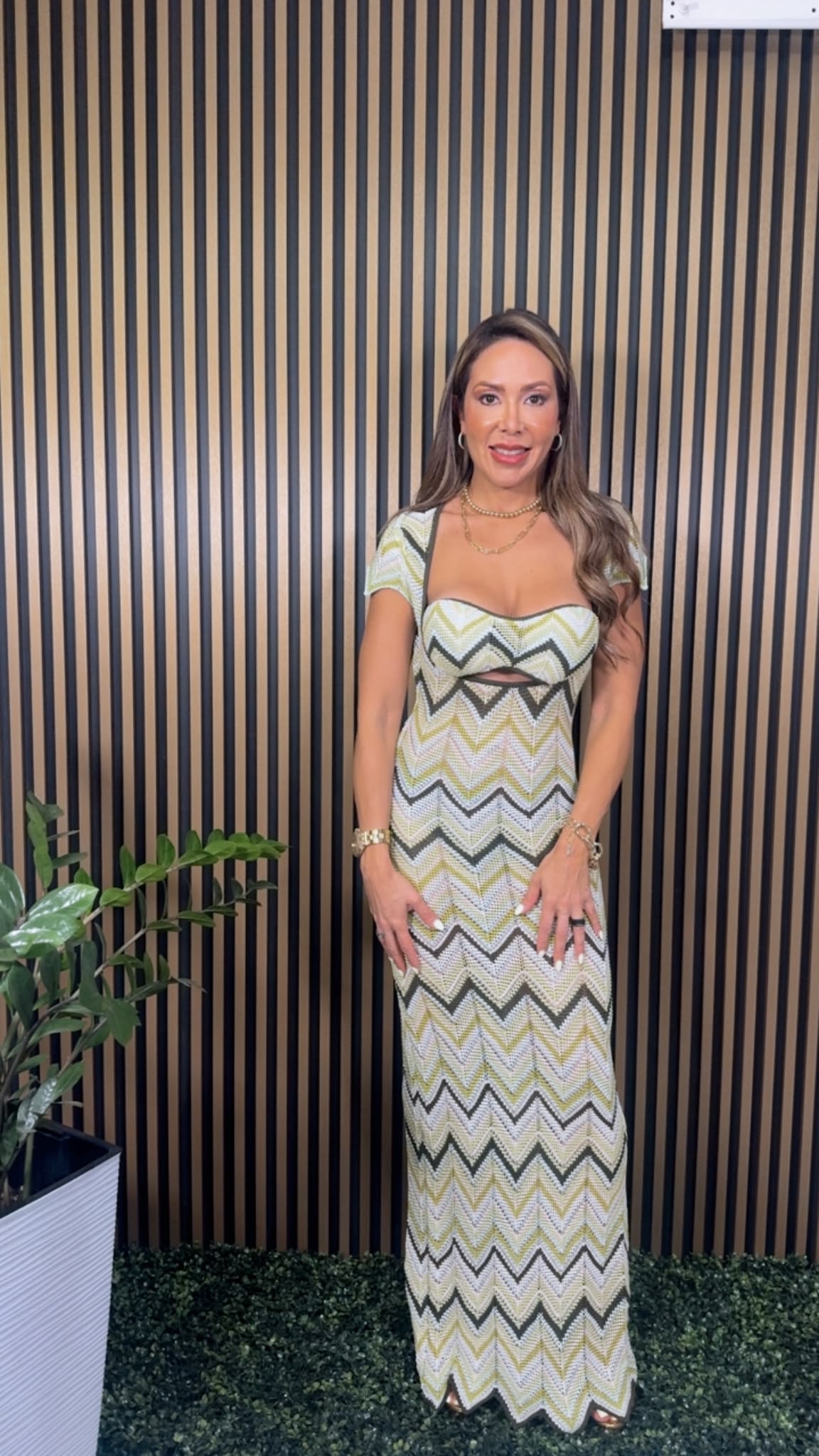 Green Multi Knit Maxi Dress with Matching Top