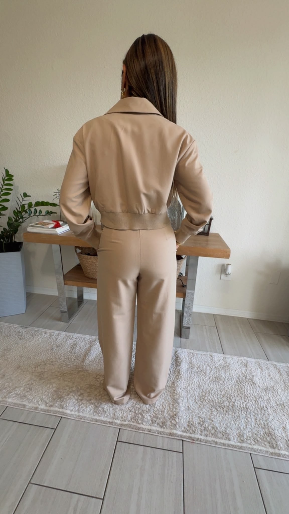 Long Sleeve Top & Pant Set Beige