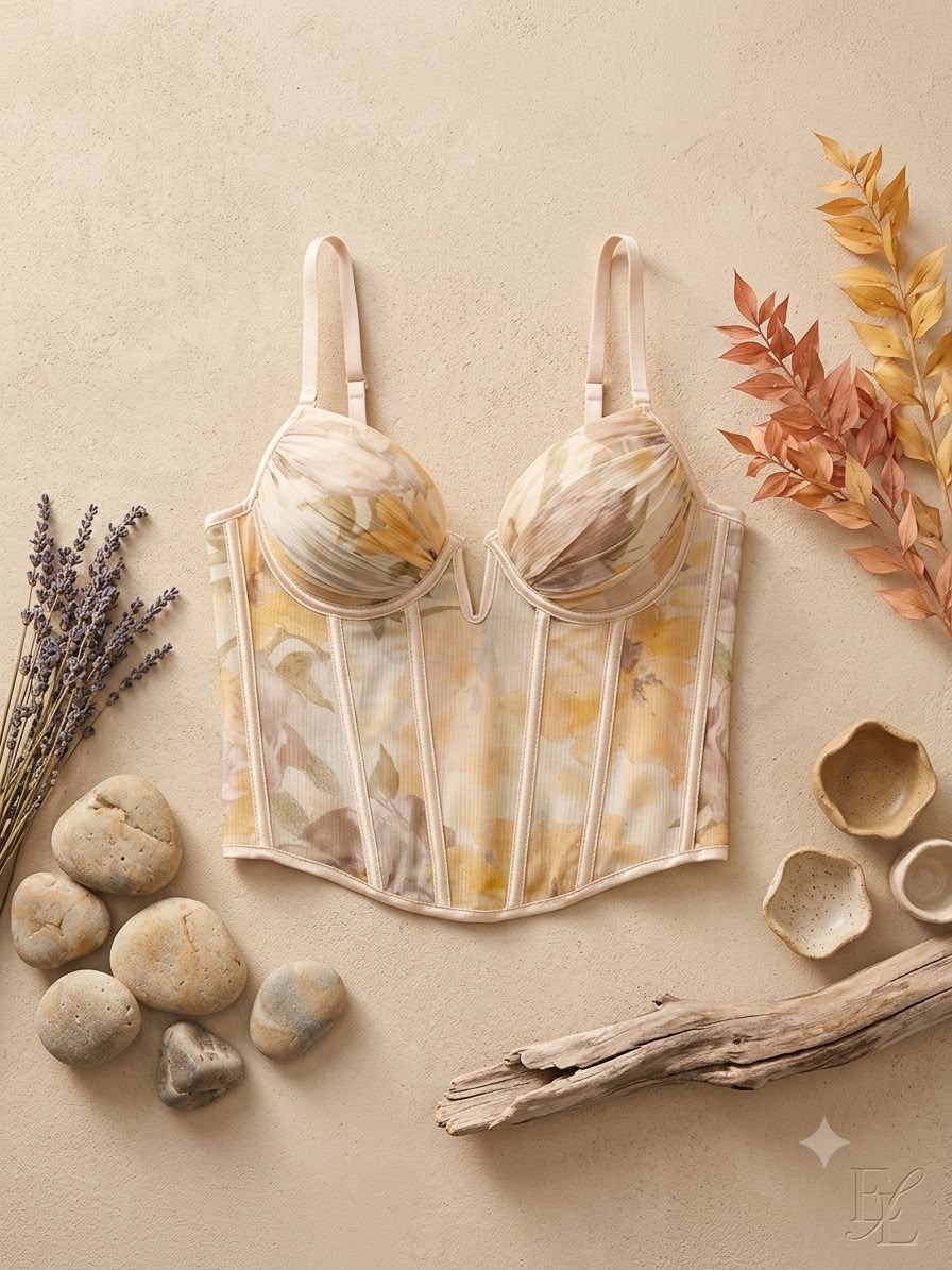 Yellow Floral Structured Corset Top