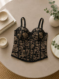 Black/Nude Lace Corset Top