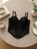 Black / White Sequin Lace Sweetheart Corset Top