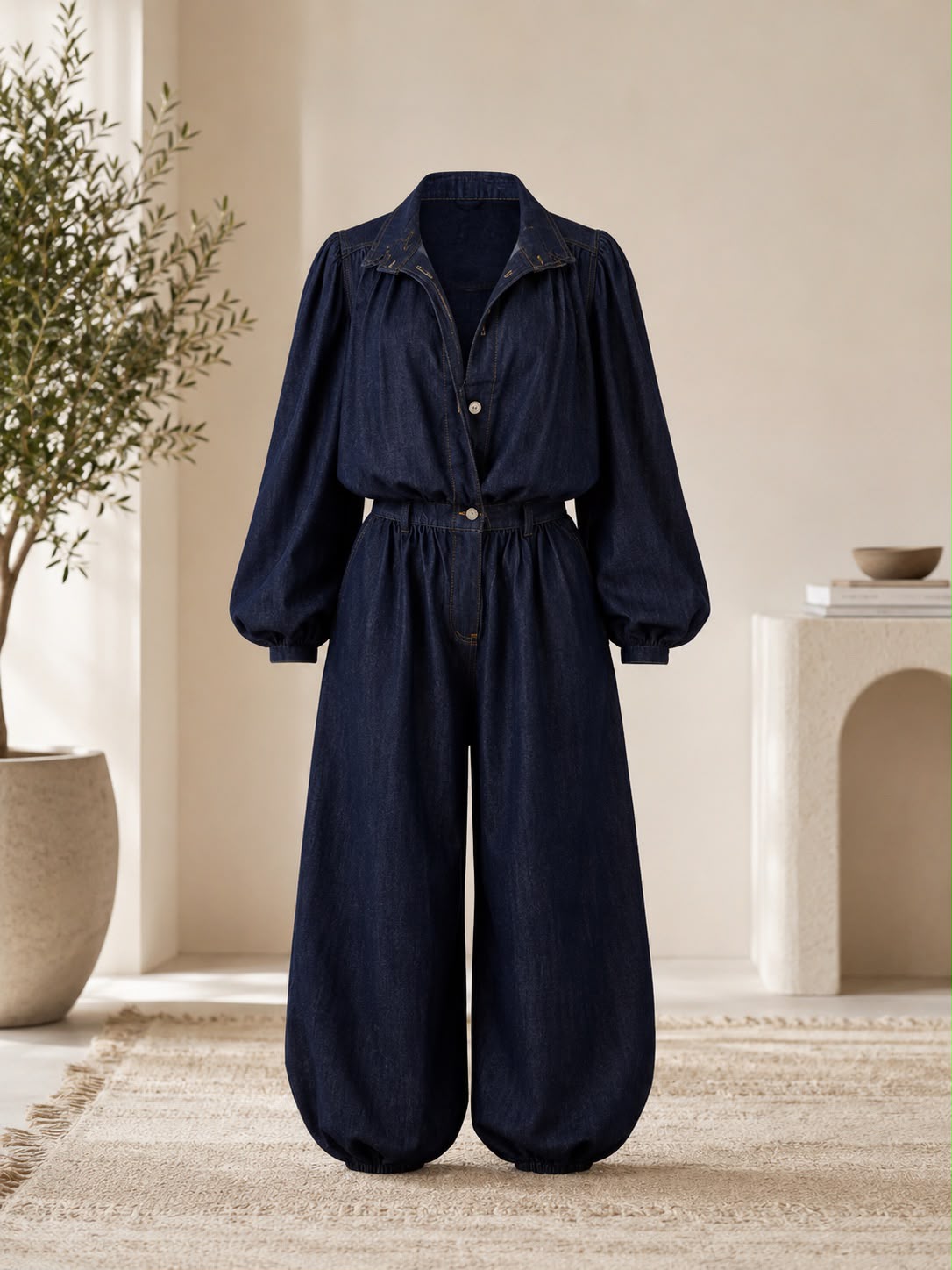 Dark Denim Aladdin Pant Two-Piece Set