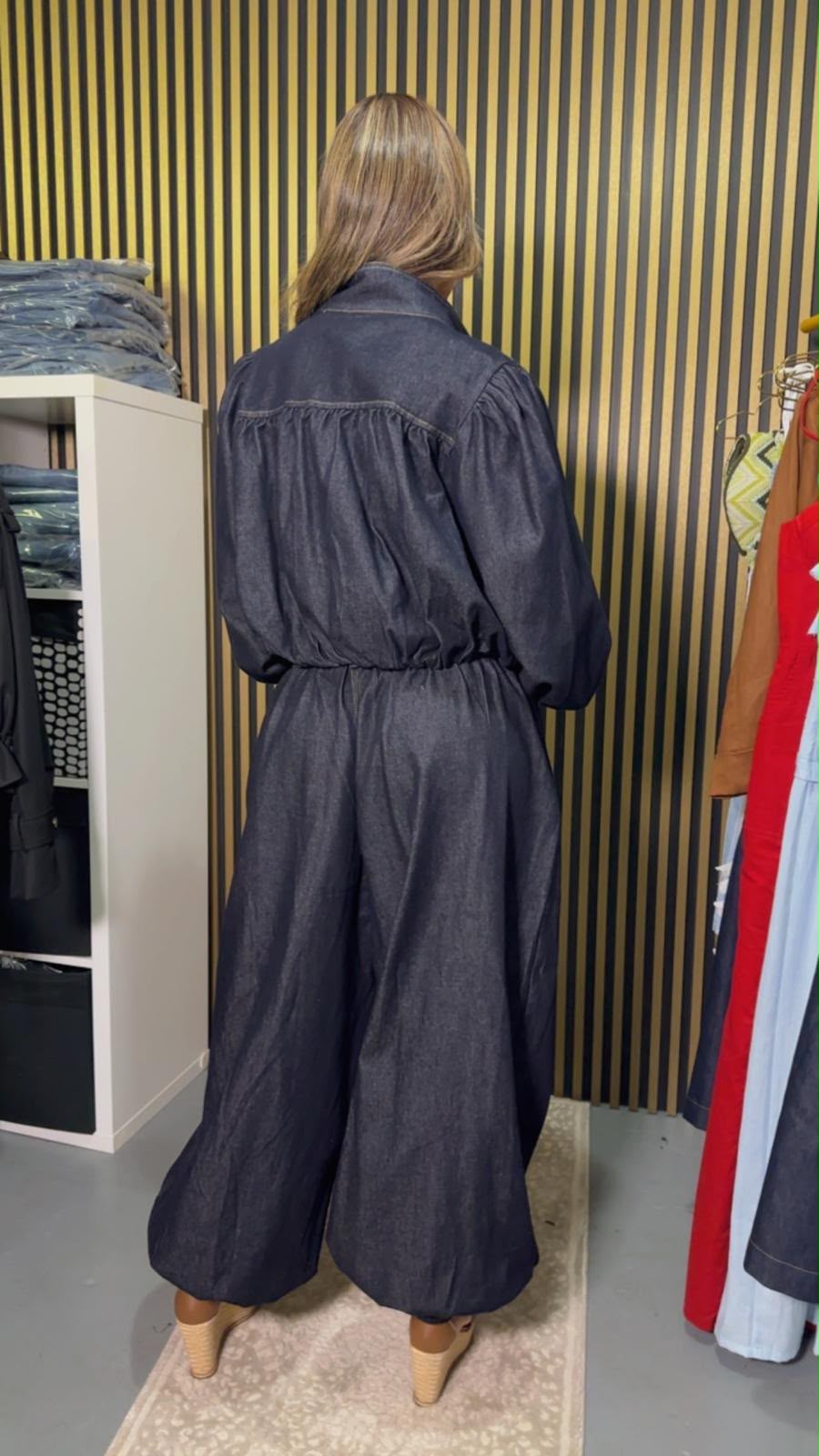 Dark Denim Aladdin Pant Two-Piece Set