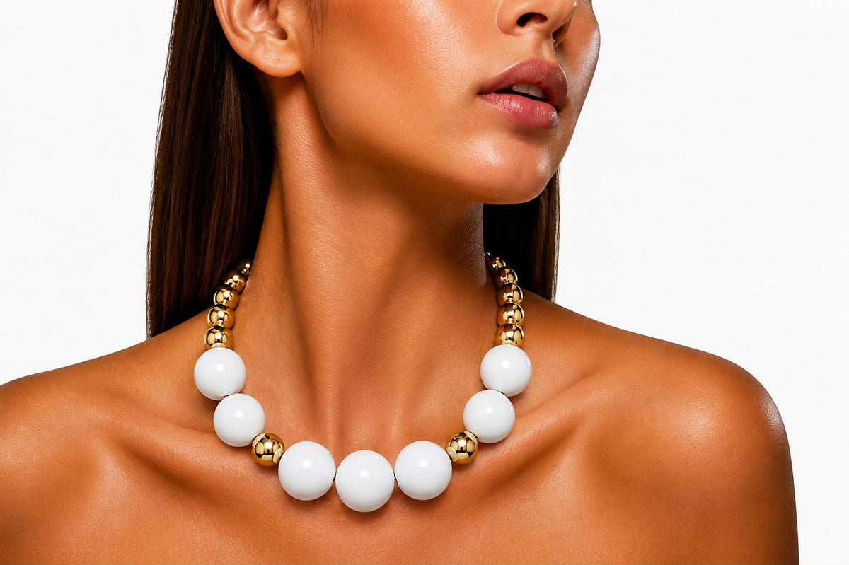 White & Gold Statement Choker