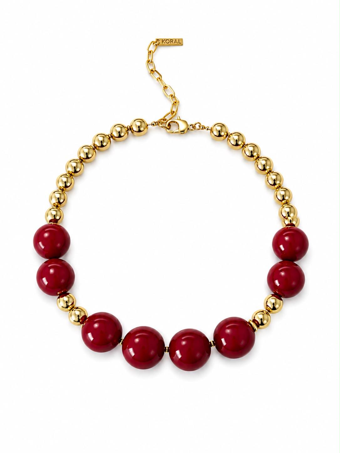 Red &amp; Gold Statement Necklace