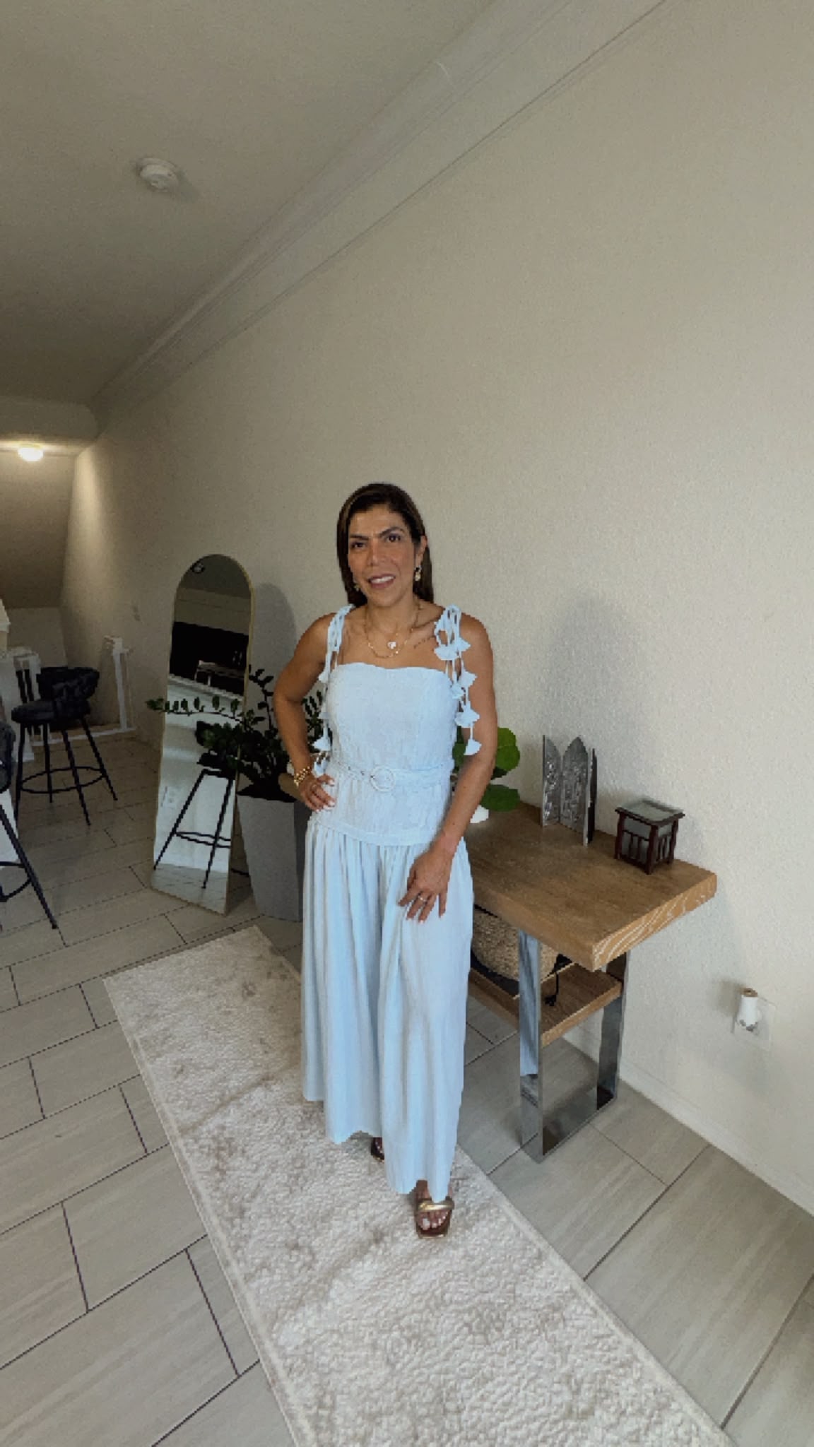 Sleeveless Wide Leg Jumpsuit – Sky Blue