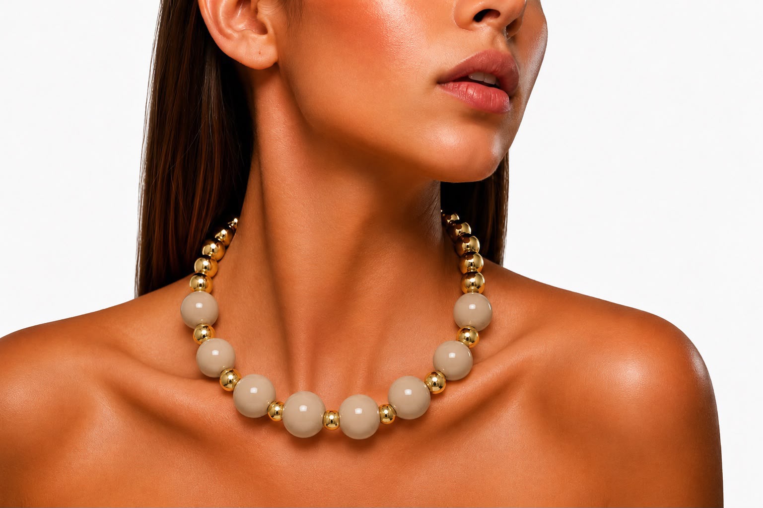 Isabella Gold & Ivory Beaded Statement Necklace
