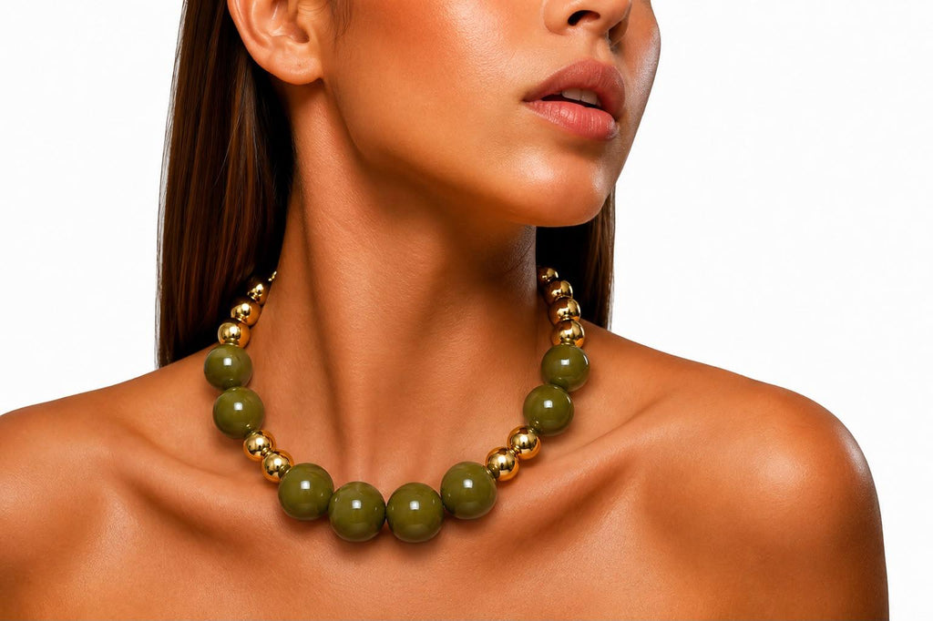 Olive & Gold Statement Necklace