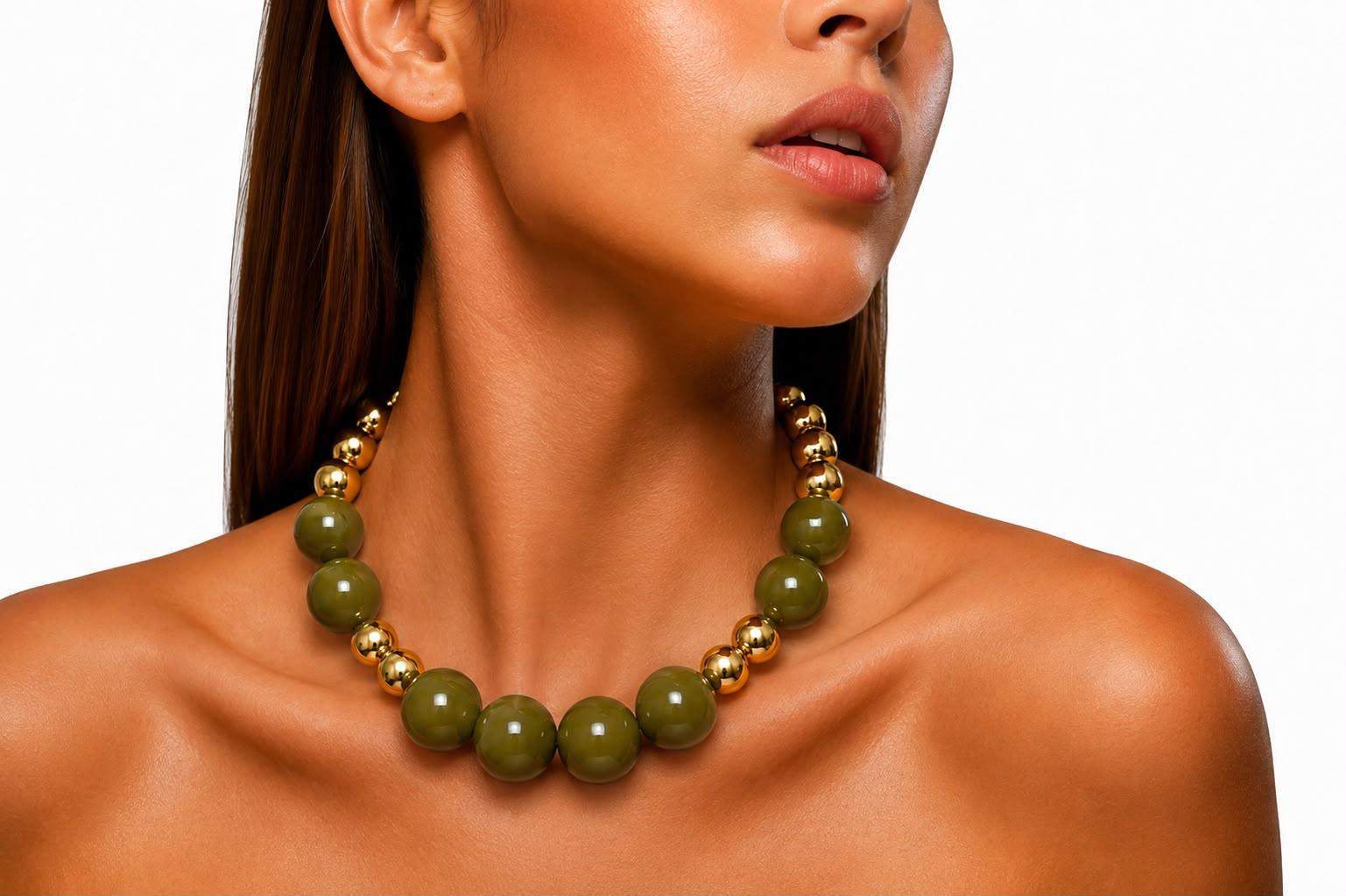 Olive & Gold Statement Necklace
